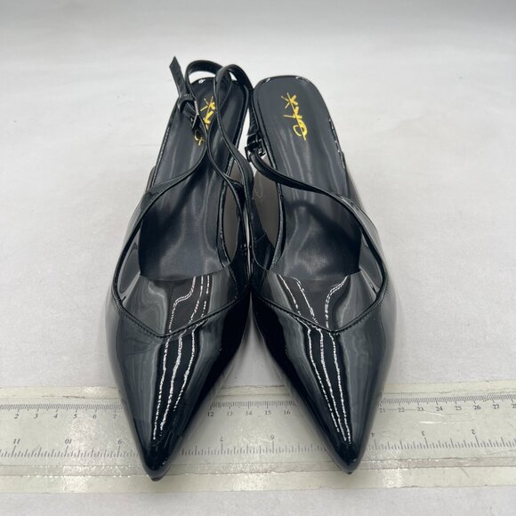 XYD Black Pointed Toe Thin Heel Slingback Pumps Slip on Sandals Slide Shoes - Picture 3 of 8